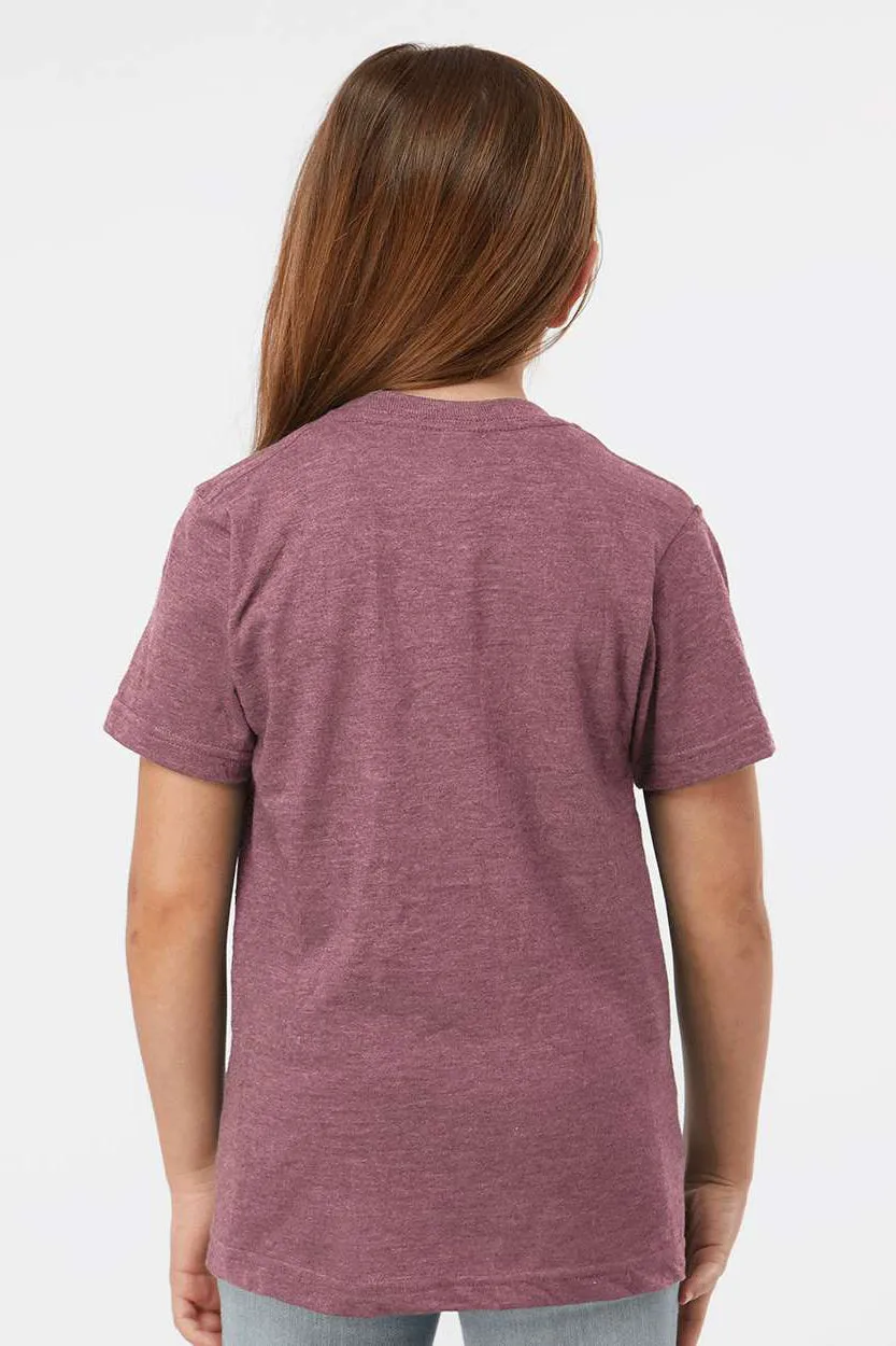 Tultex Youth Fine Jersey Short Sleeve Crewneck T-Shirt - Heather Cassis Pink