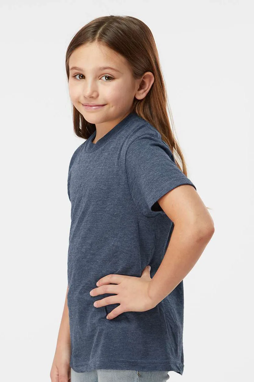 Tultex Youth Fine Jersey Short Sleeve Crewneck T-Shirt - Heather Denim Blue