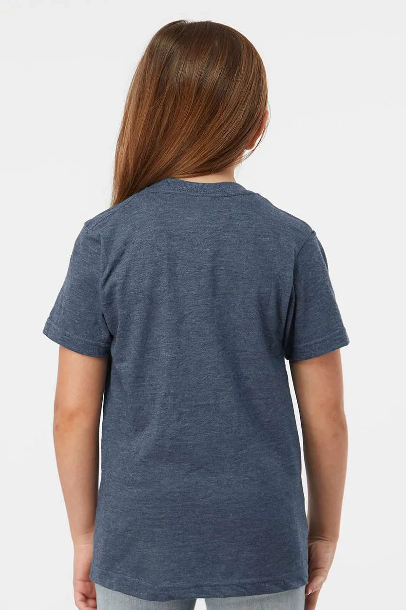 Tultex Youth Fine Jersey Short Sleeve Crewneck T-Shirt - Heather Denim Blue