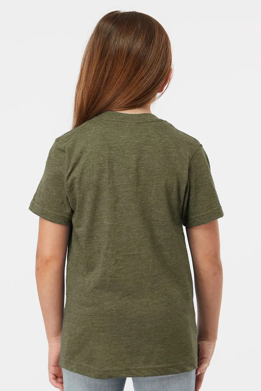Tultex Youth Fine Jersey Short Sleeve Crewneck T-Shirt - Heather Military Green