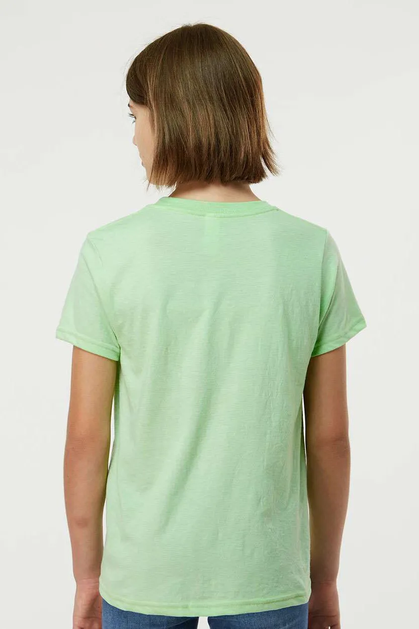 Tultex Youth Fine Jersey Short Sleeve Crewneck T-Shirt - Heather Neo Mint Green