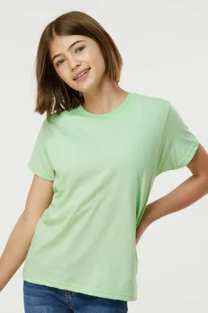 Tultex Youth Fine Jersey Short Sleeve Crewneck T-Shirt - Heather Neo Mint Green
