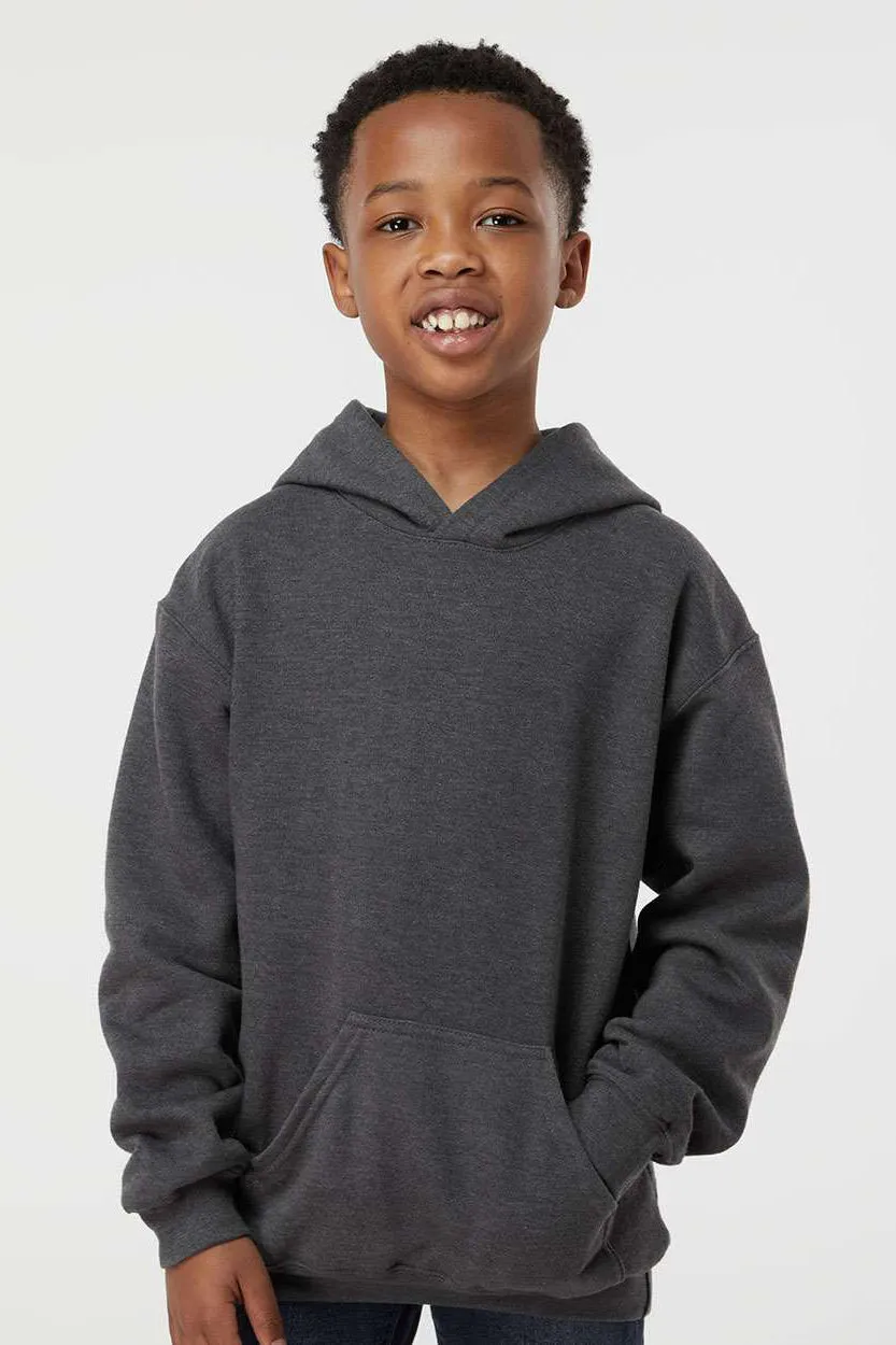 Tultex Youth Hooded Sweatshirt Hoodie w/ Pouch Pocket - Heather Charcoal Grey