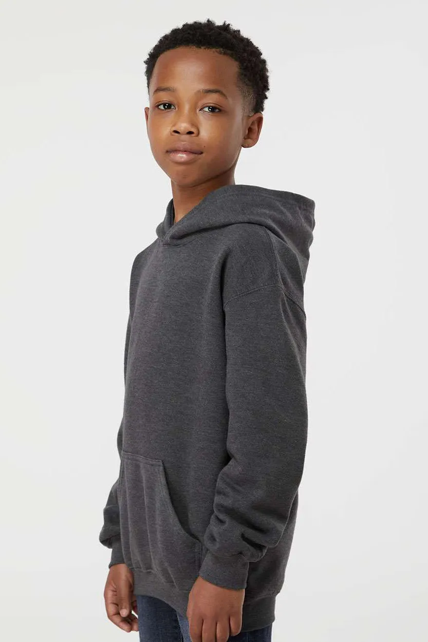 Tultex Youth Hooded Sweatshirt Hoodie w/ Pouch Pocket - Heather Charcoal Grey