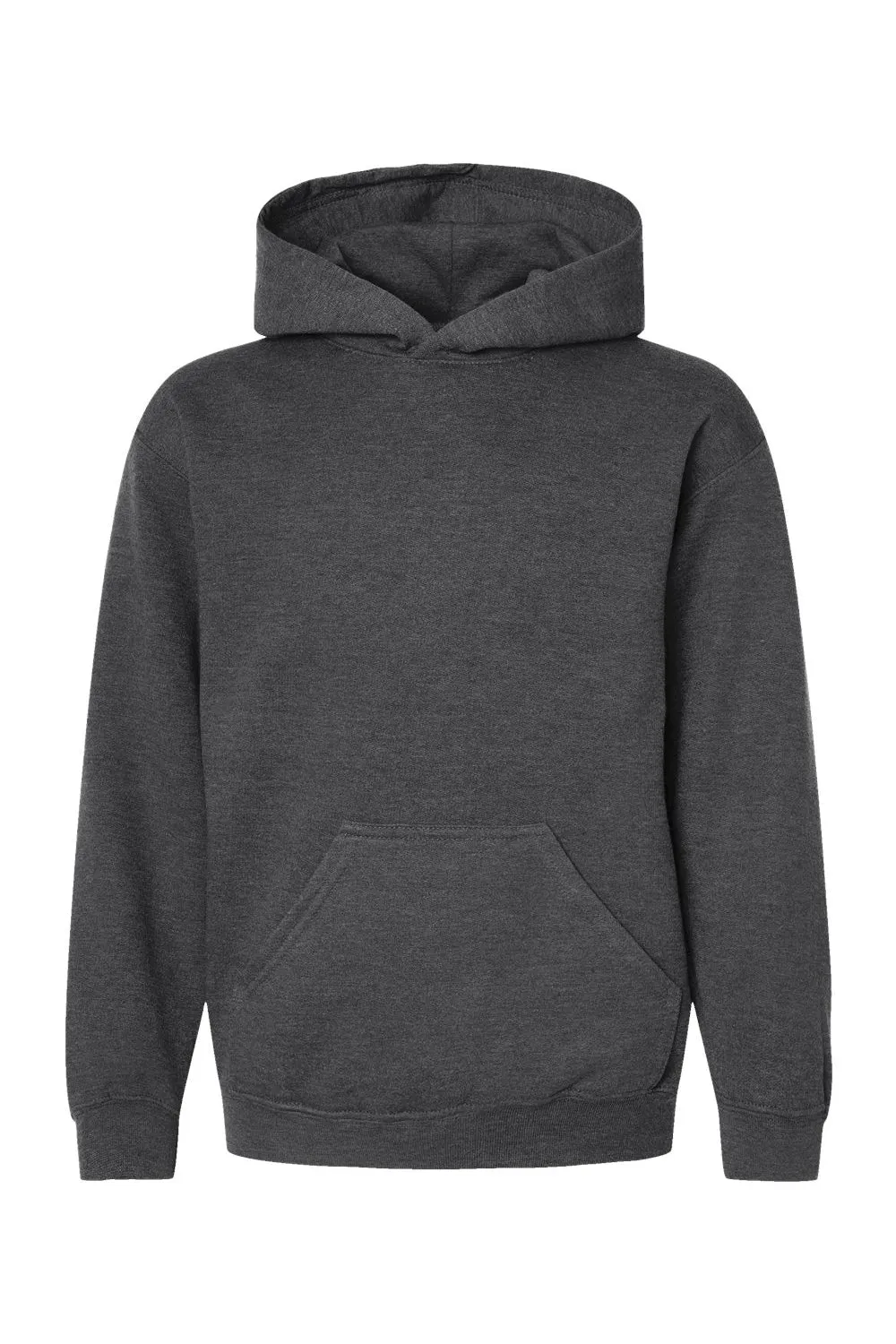 Tultex Youth Hooded Sweatshirt Hoodie w/ Pouch Pocket - Heather Charcoal Grey