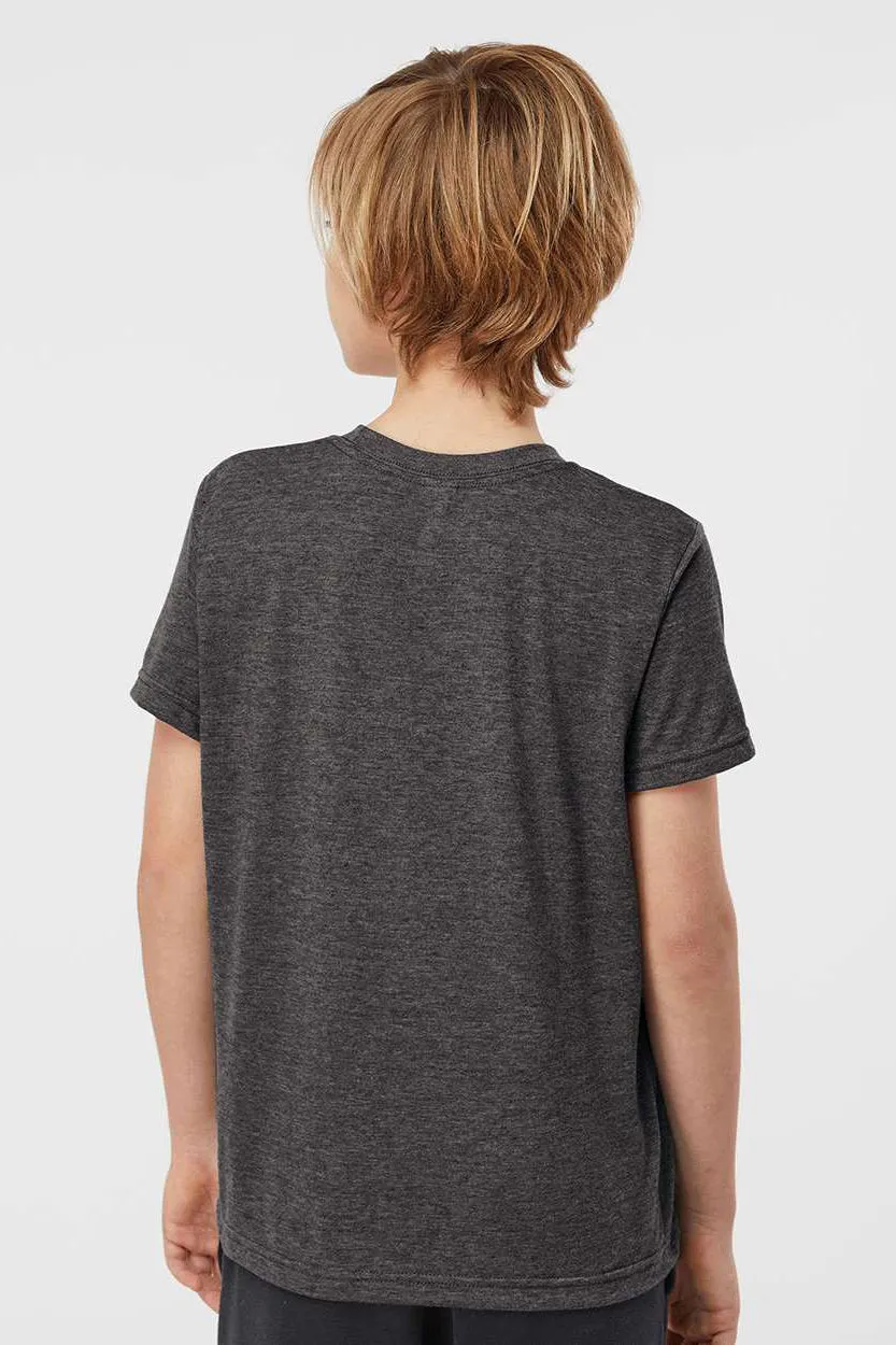 Tultex Youth Poly-Rich Short Sleeve Crewneck T-Shirt - Heather Graphite Grey