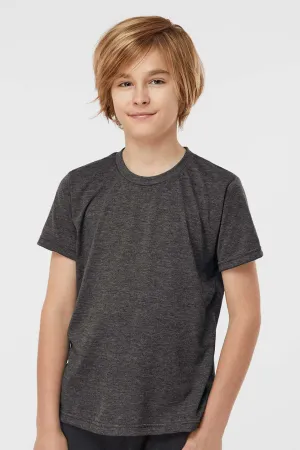 Tultex Youth Poly-Rich Short Sleeve Crewneck T-Shirt - Heather Graphite Grey