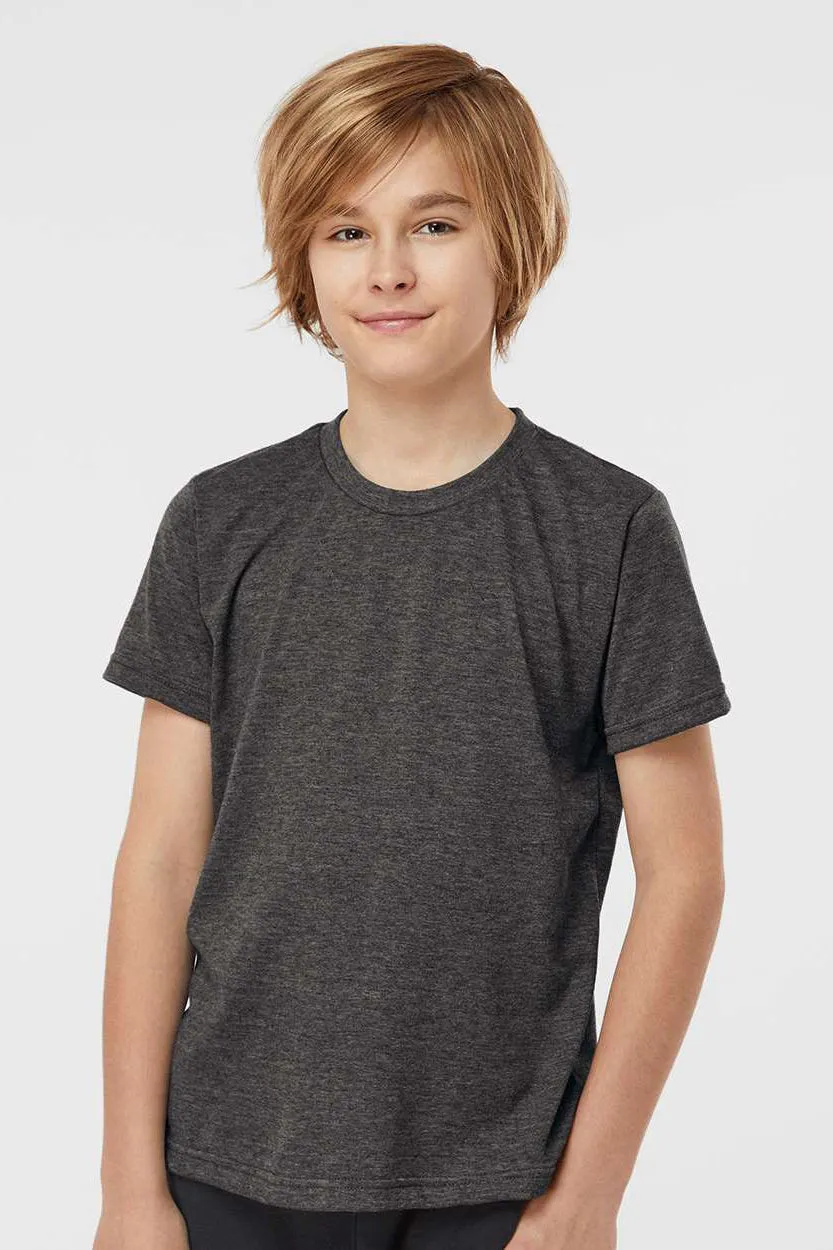 Tultex Youth Poly-Rich Short Sleeve Crewneck T-Shirt - Heather Graphite Grey