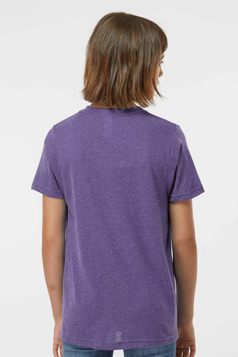 Tultex Youth Poly-Rich Short Sleeve Crewneck T-Shirt - Heather Purple