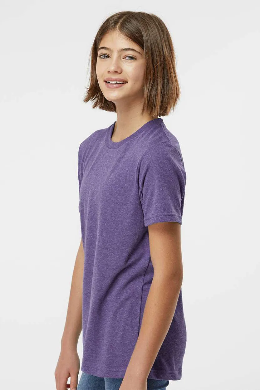 Tultex Youth Poly-Rich Short Sleeve Crewneck T-Shirt - Heather Purple