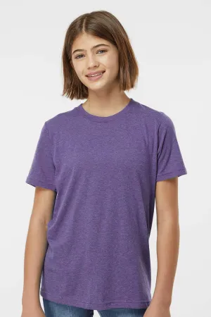 Tultex Youth Poly-Rich Short Sleeve Crewneck T-Shirt - Heather Purple