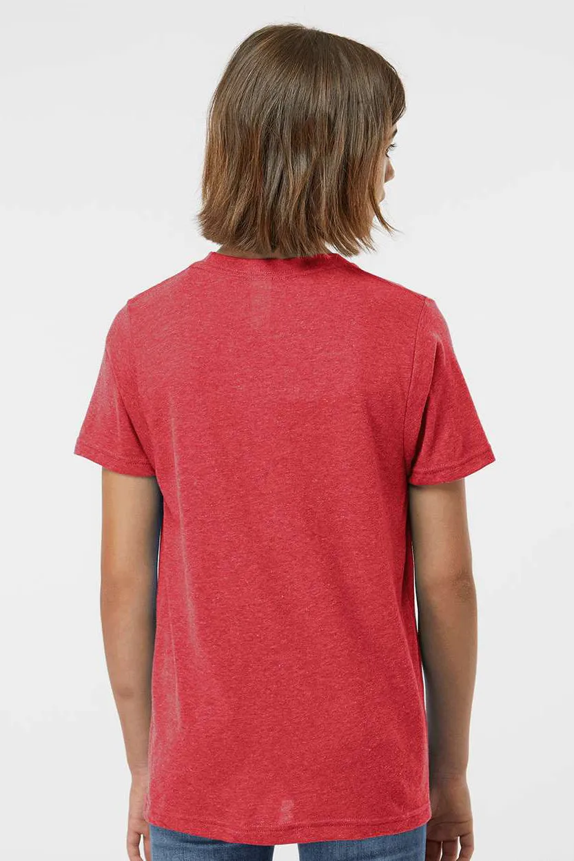 Tultex Youth Poly-Rich Short Sleeve Crewneck T-Shirt - Heather Red