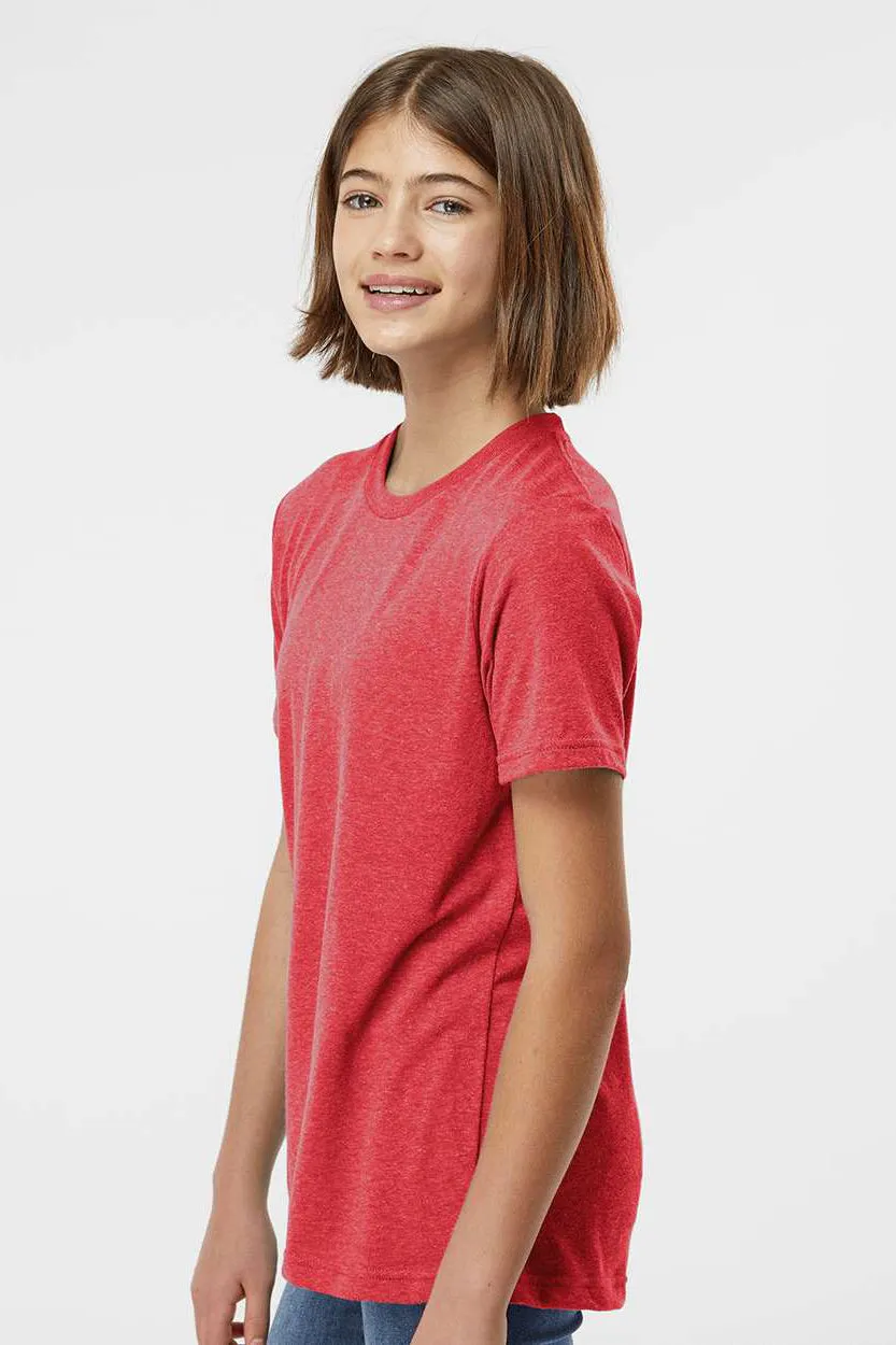 Tultex Youth Poly-Rich Short Sleeve Crewneck T-Shirt - Heather Red