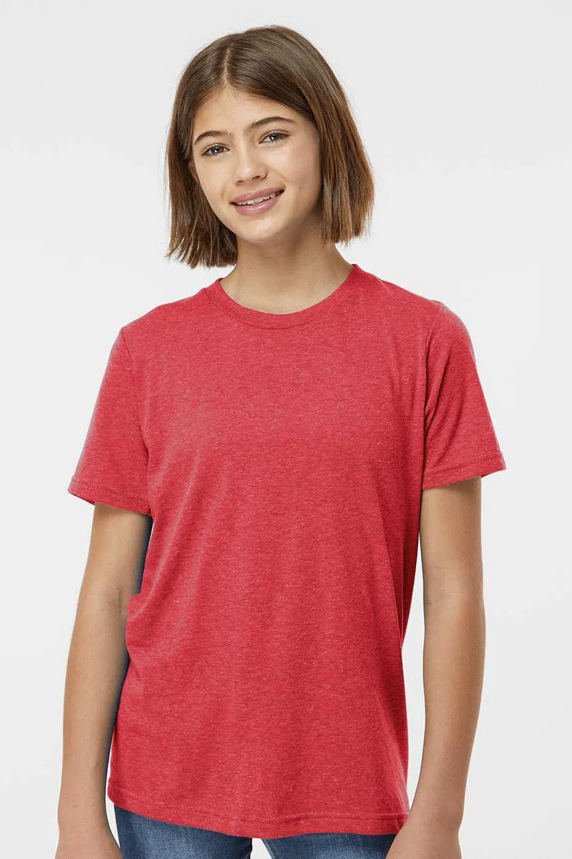 Tultex Youth Poly-Rich Short Sleeve Crewneck T-Shirt - Heather Red