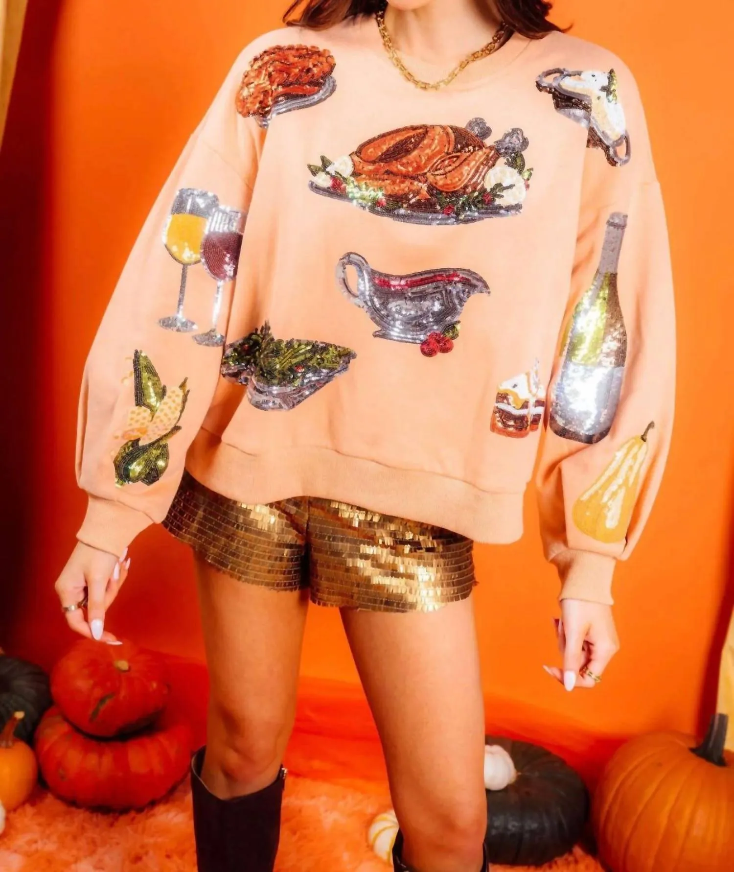 Turkey Sweatshirt In Tan