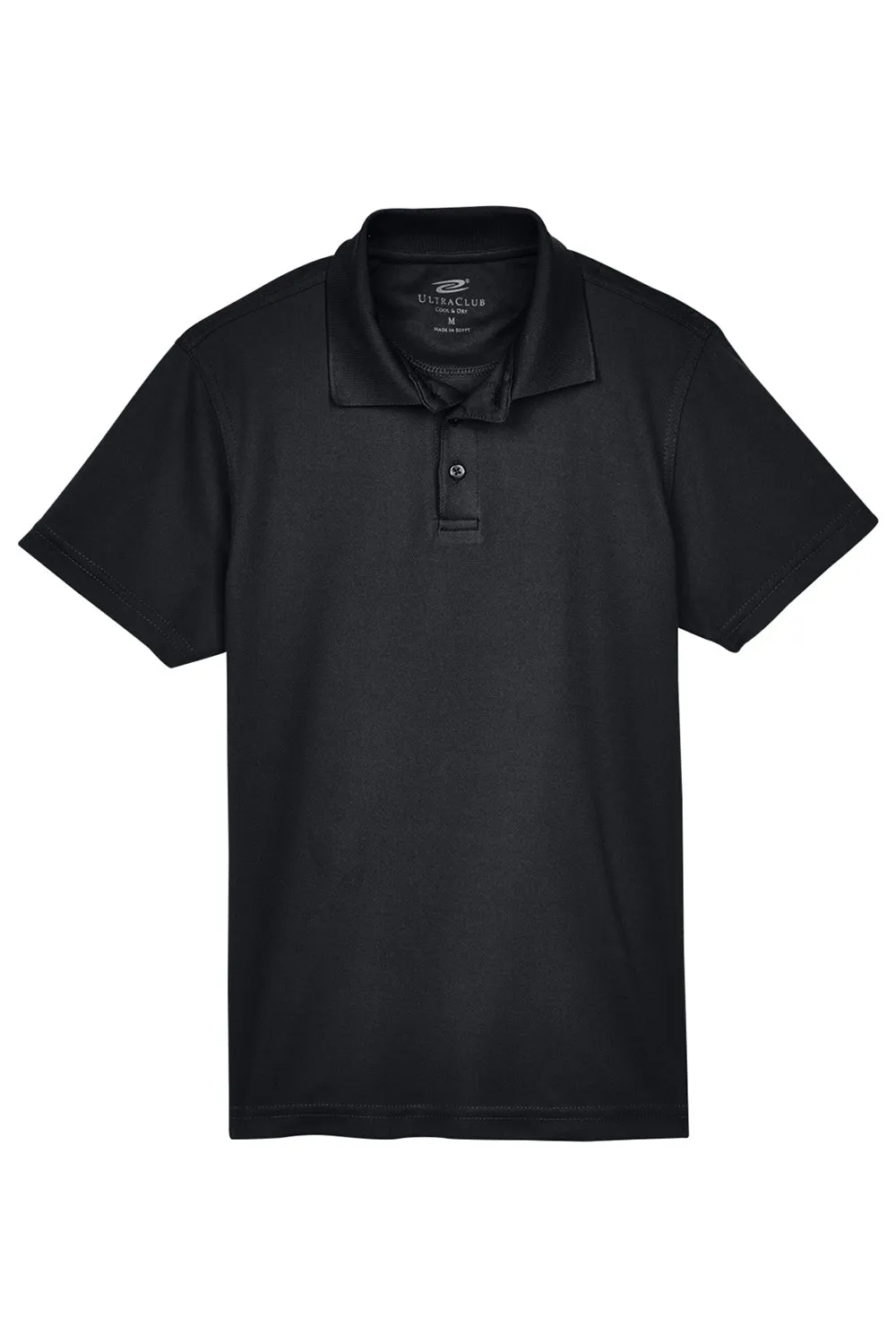 UltraClub Youth Cool & Dry Moisture Wicking Short Sleeve Polo Shirt - Black