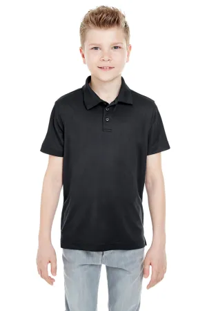 UltraClub Youth Cool & Dry Moisture Wicking Short Sleeve Polo Shirt - Black