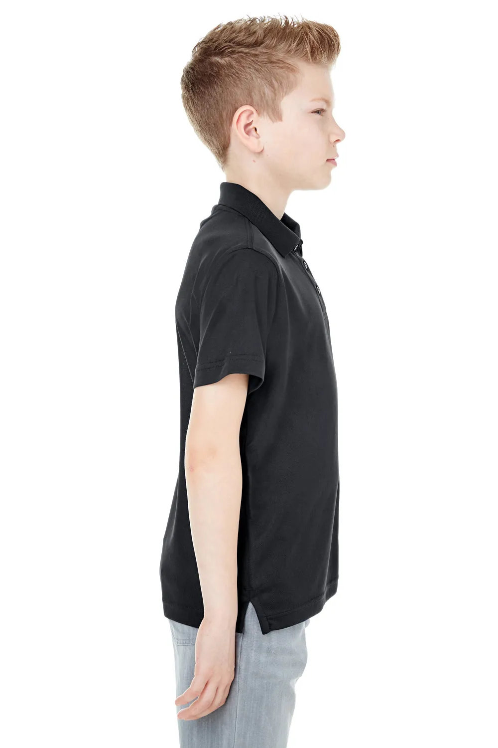 UltraClub Youth Cool & Dry Moisture Wicking Short Sleeve Polo Shirt - Black