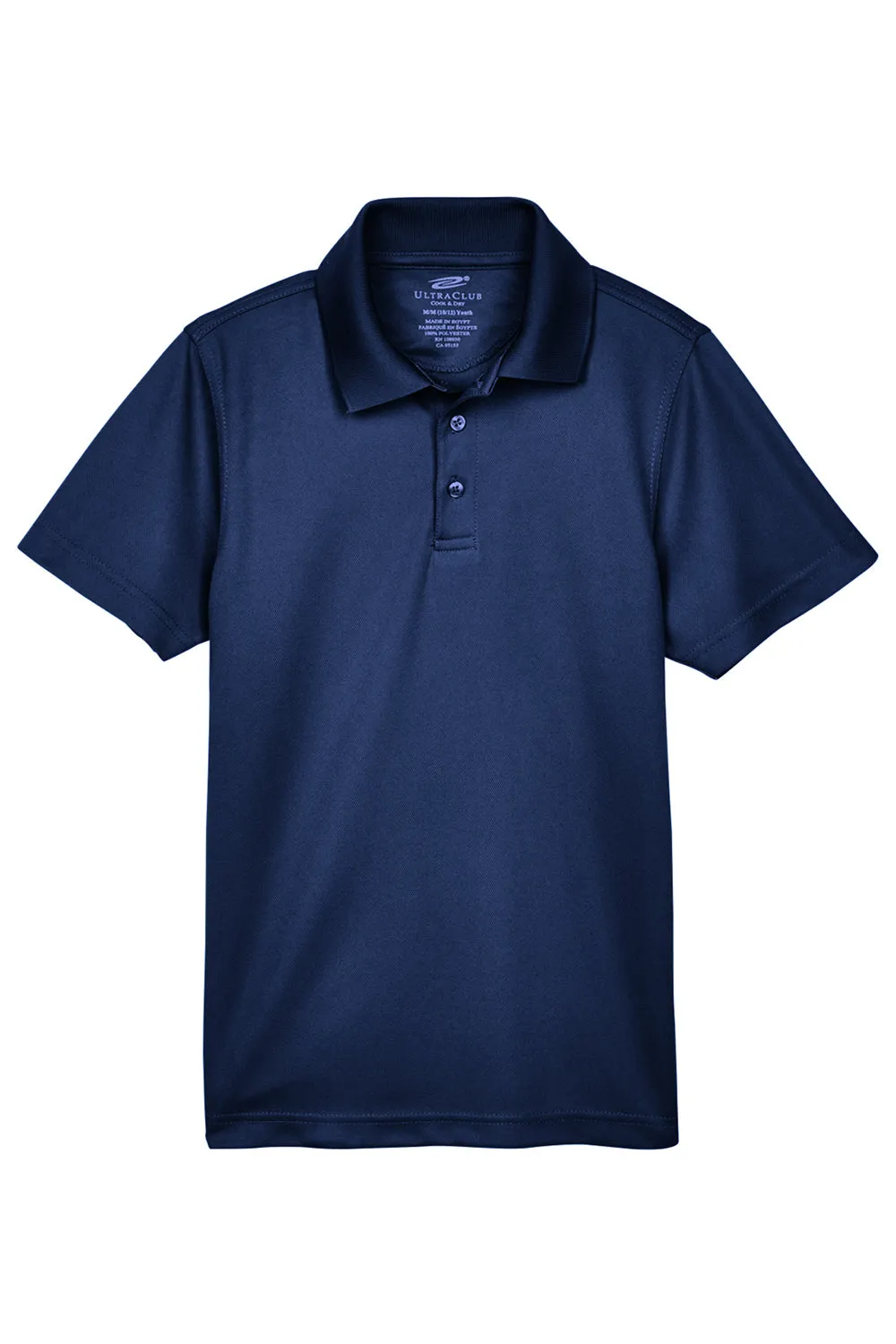 UltraClub Youth Cool & Dry Moisture Wicking Short Sleeve Polo Shirt - Navy Blue