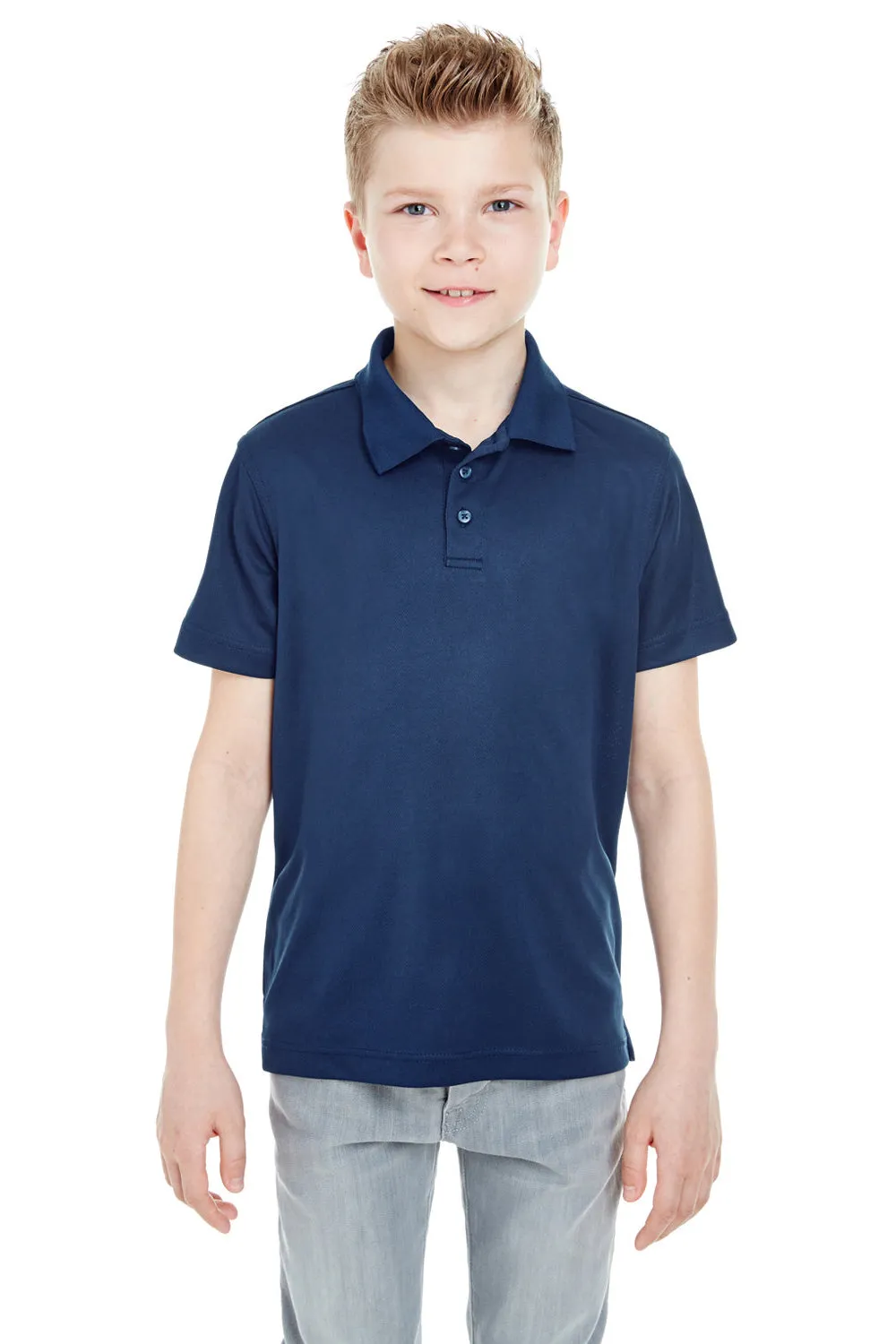 UltraClub Youth Cool & Dry Moisture Wicking Short Sleeve Polo Shirt - Navy Blue