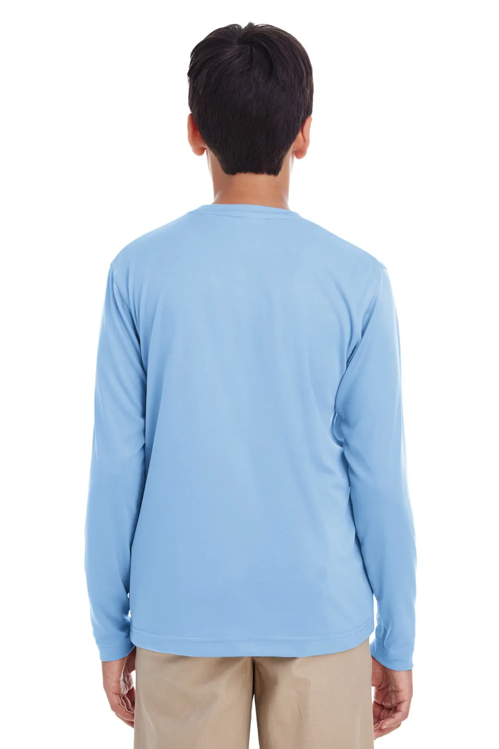 UltraClub Youth Cool & Dry Performance Moisture Wicking Long Sleeve Crewneck T-Shirt - Columbia Blue