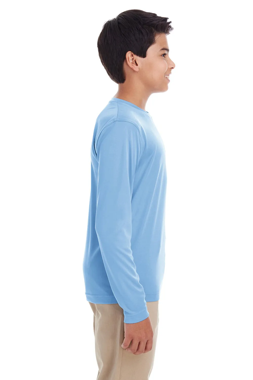 UltraClub Youth Cool & Dry Performance Moisture Wicking Long Sleeve Crewneck T-Shirt - Columbia Blue