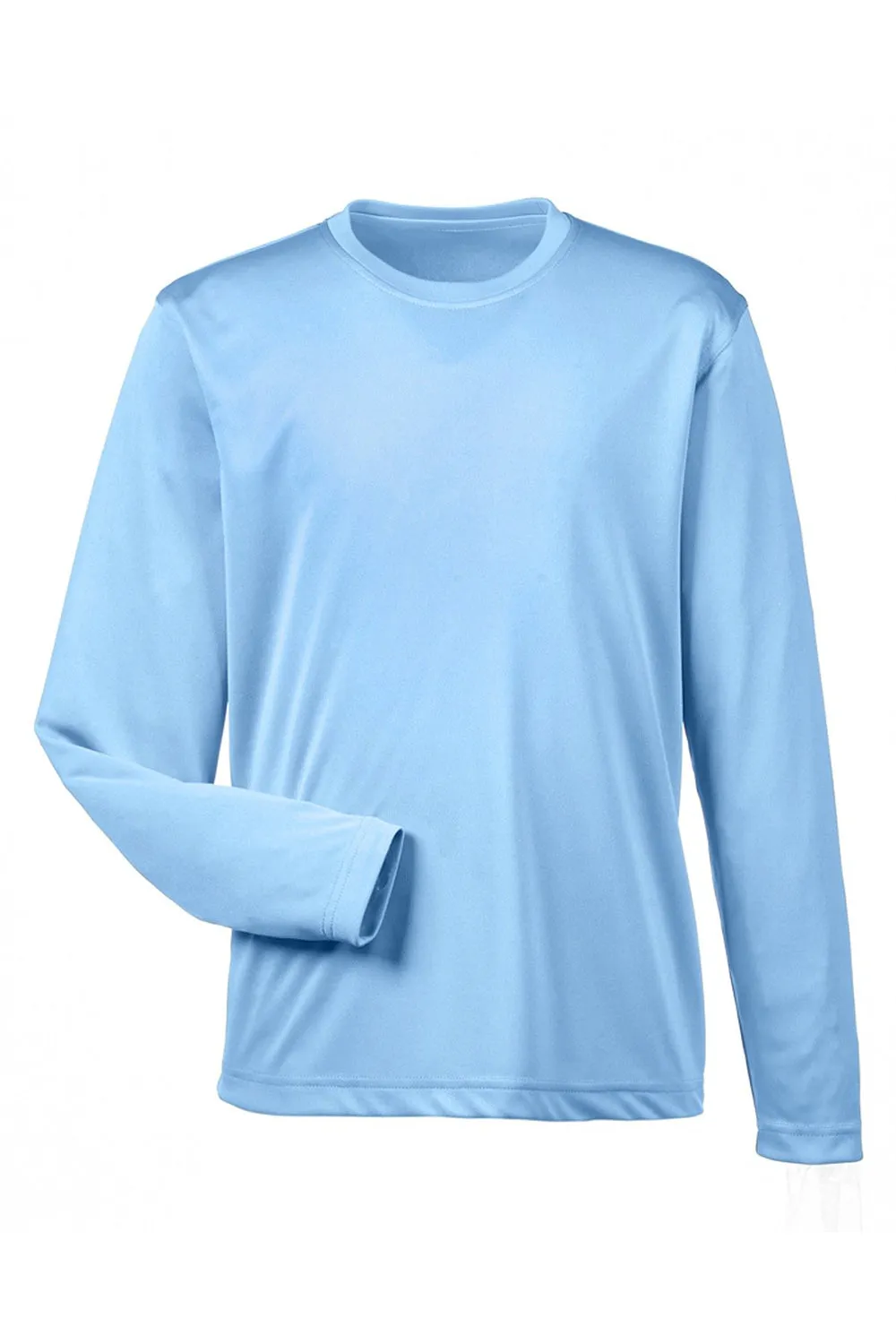 UltraClub Youth Cool & Dry Performance Moisture Wicking Long Sleeve Crewneck T-Shirt - Columbia Blue