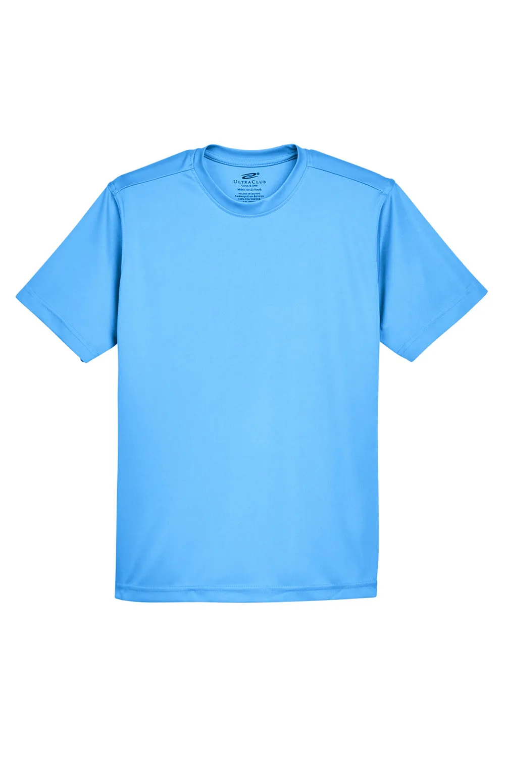 UltraClub Youth Cool & Dry Performance Moisture Wicking Short Sleeve Crewneck T-Shirt - Columbia Blue