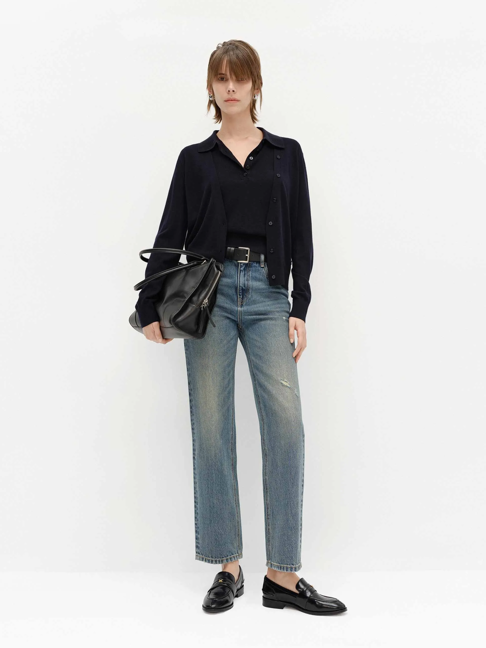 V-neck Soft Wool Cardigan