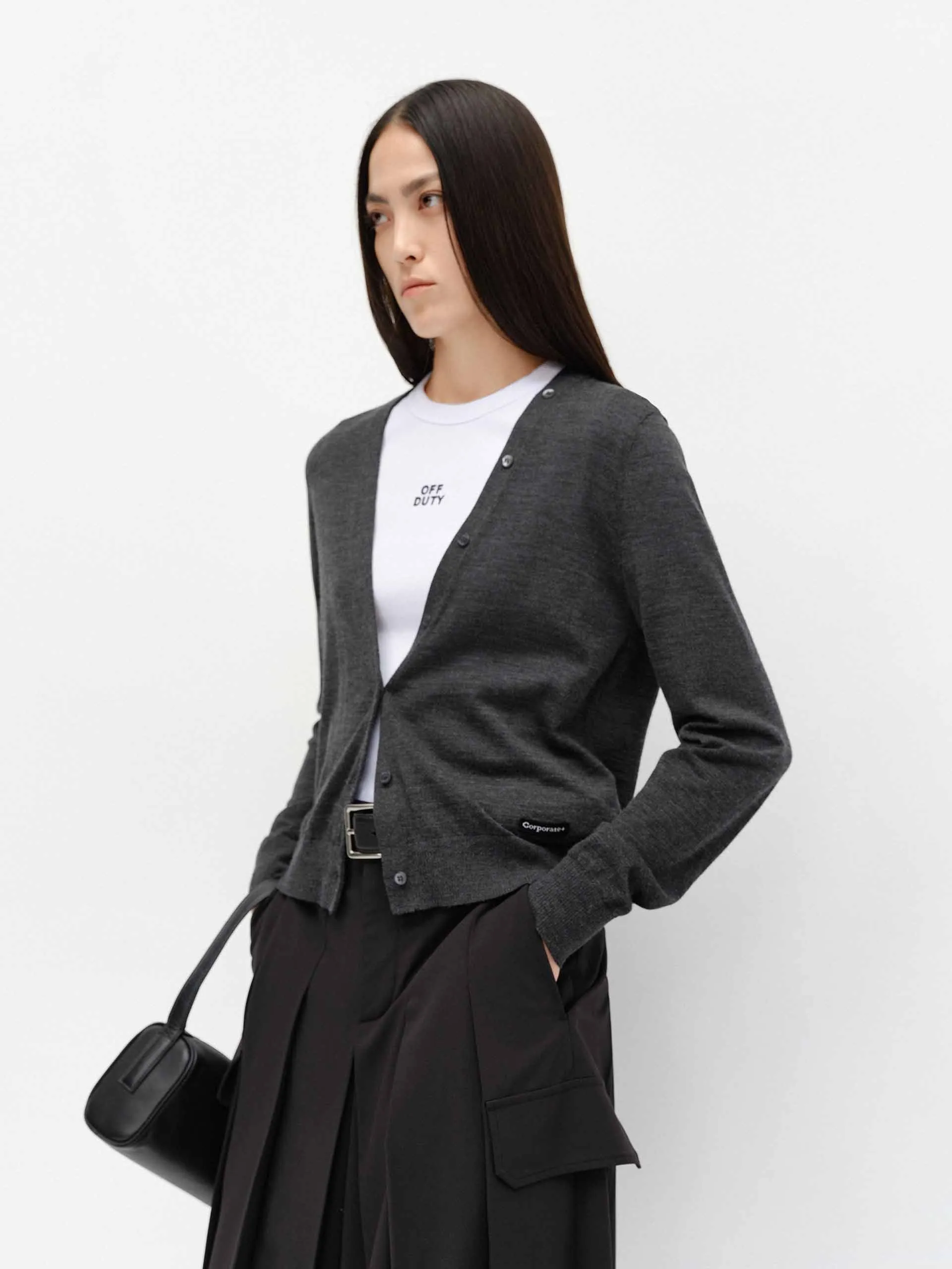 V-neck Soft Wool Cardigan