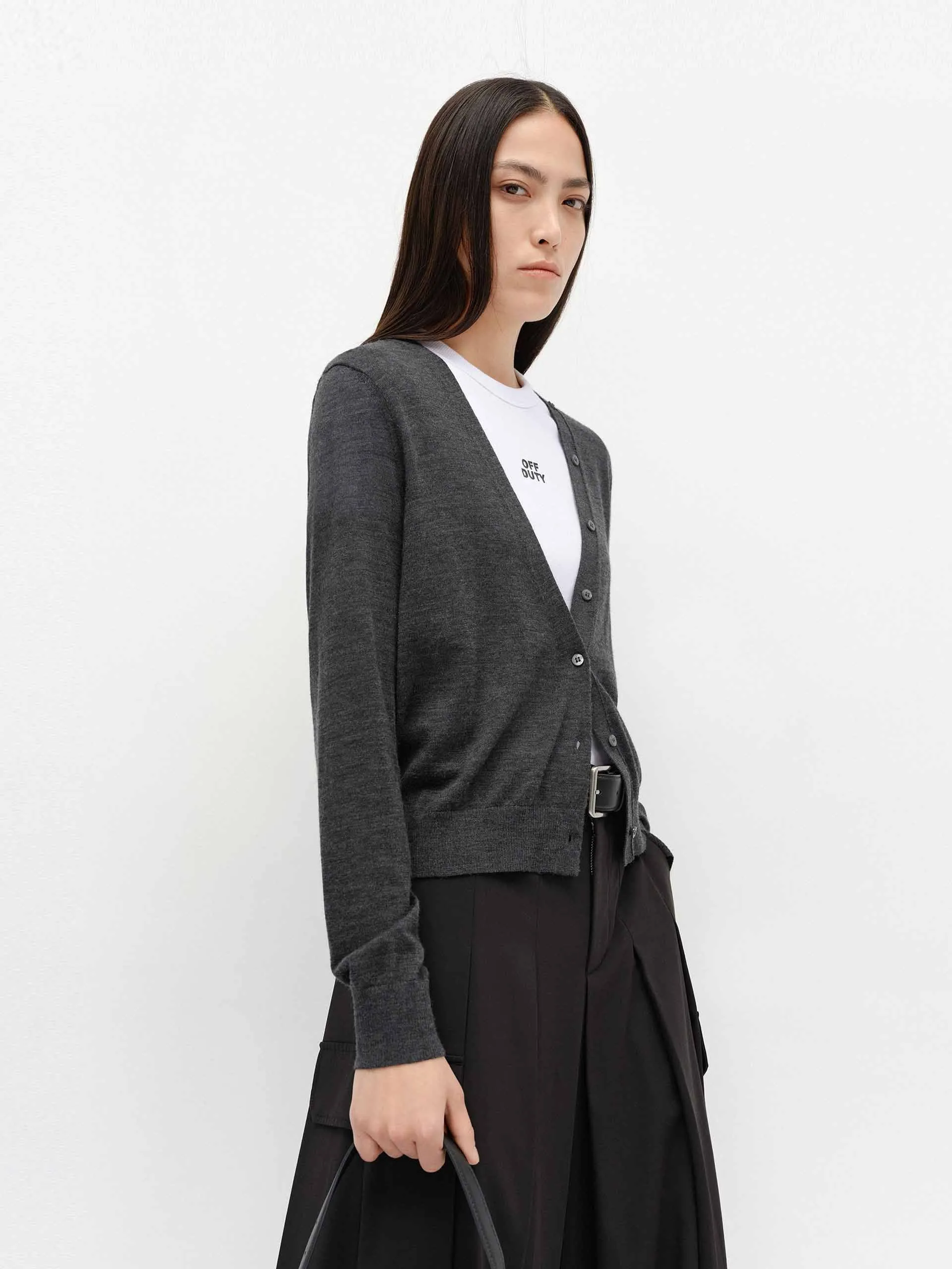 V-neck Soft Wool Cardigan