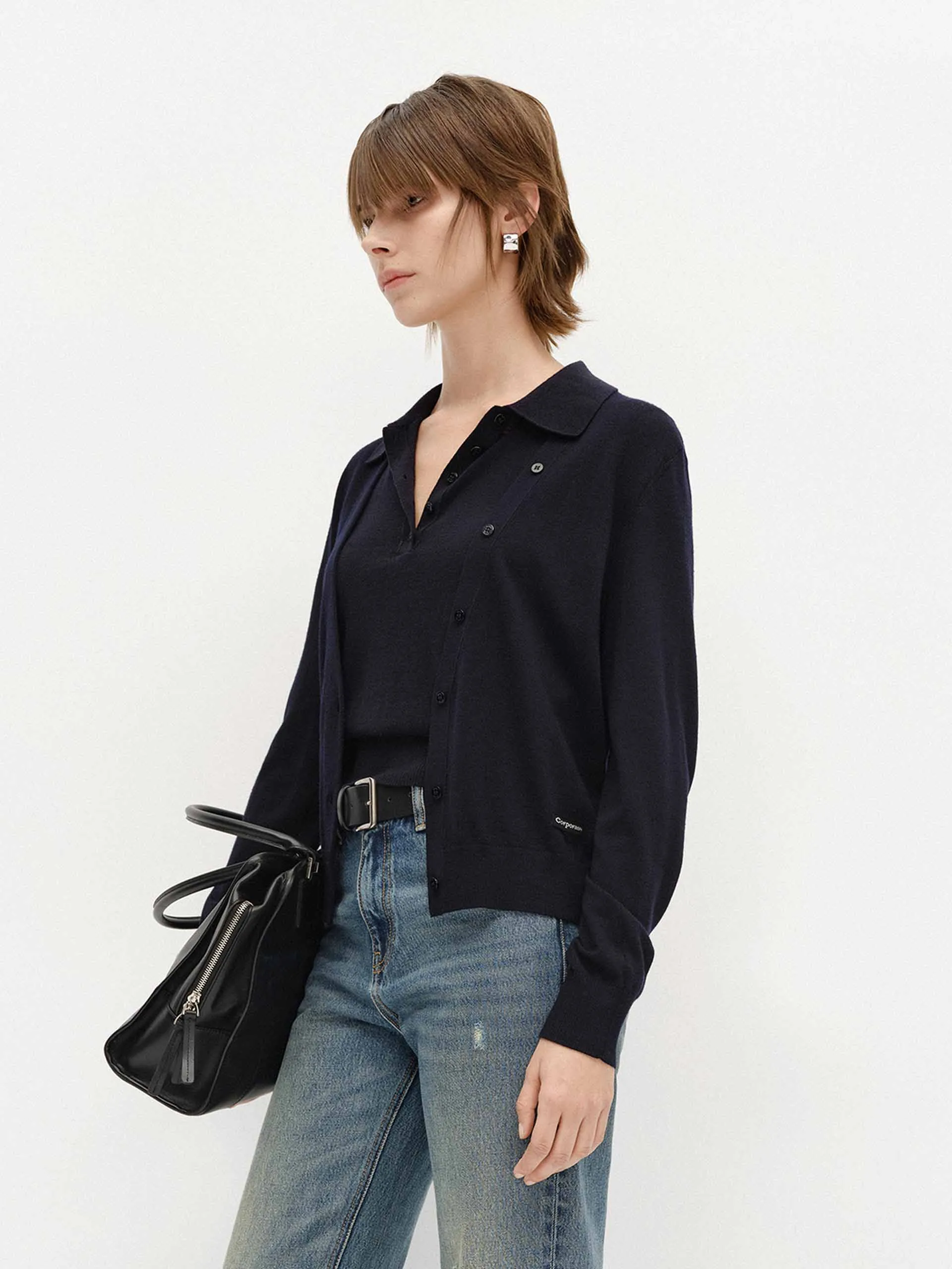V-neck Soft Wool Cardigan