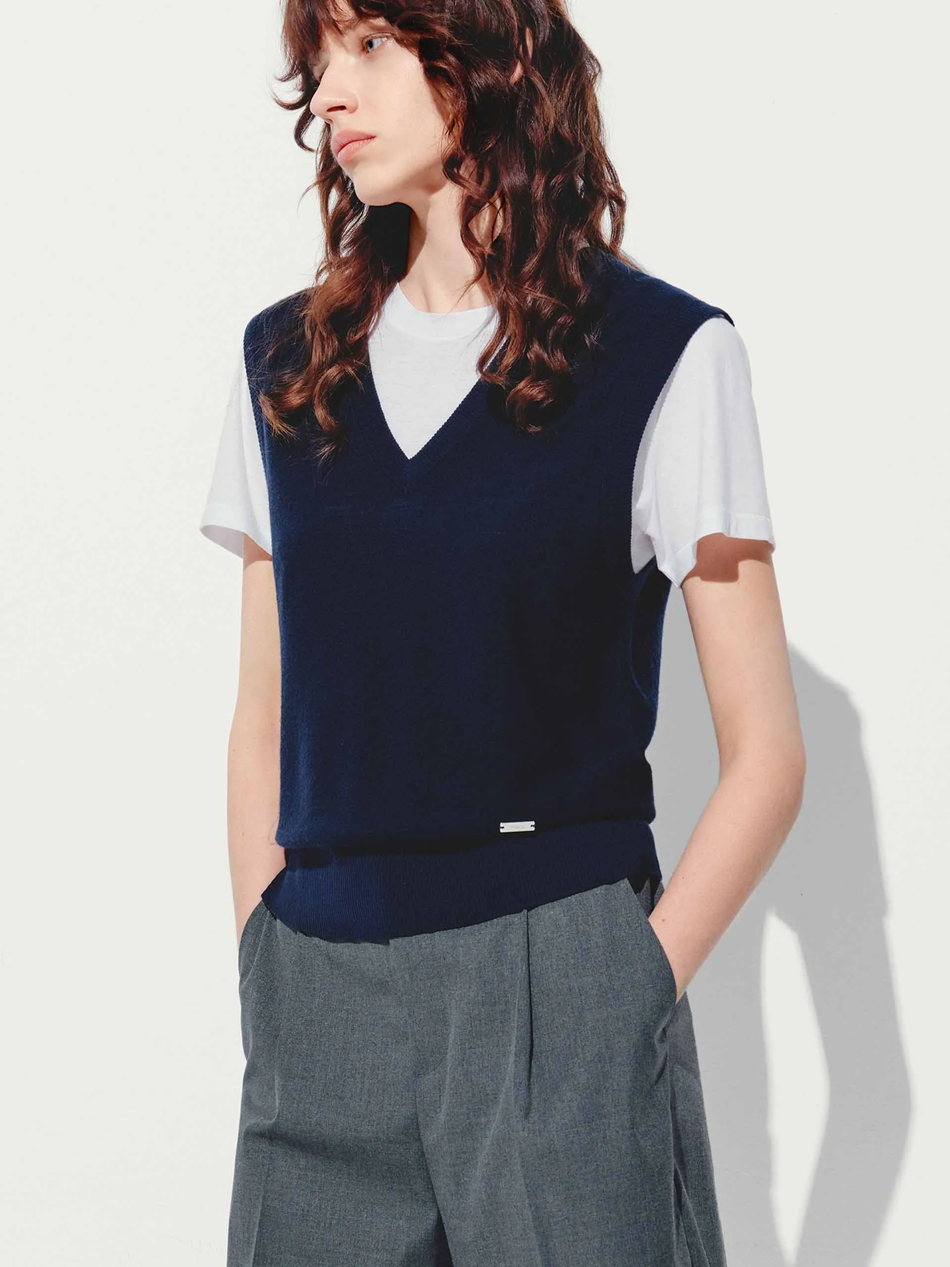 V-neck Wool Knit Vest