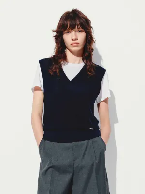 V-neck Wool Knit Vest