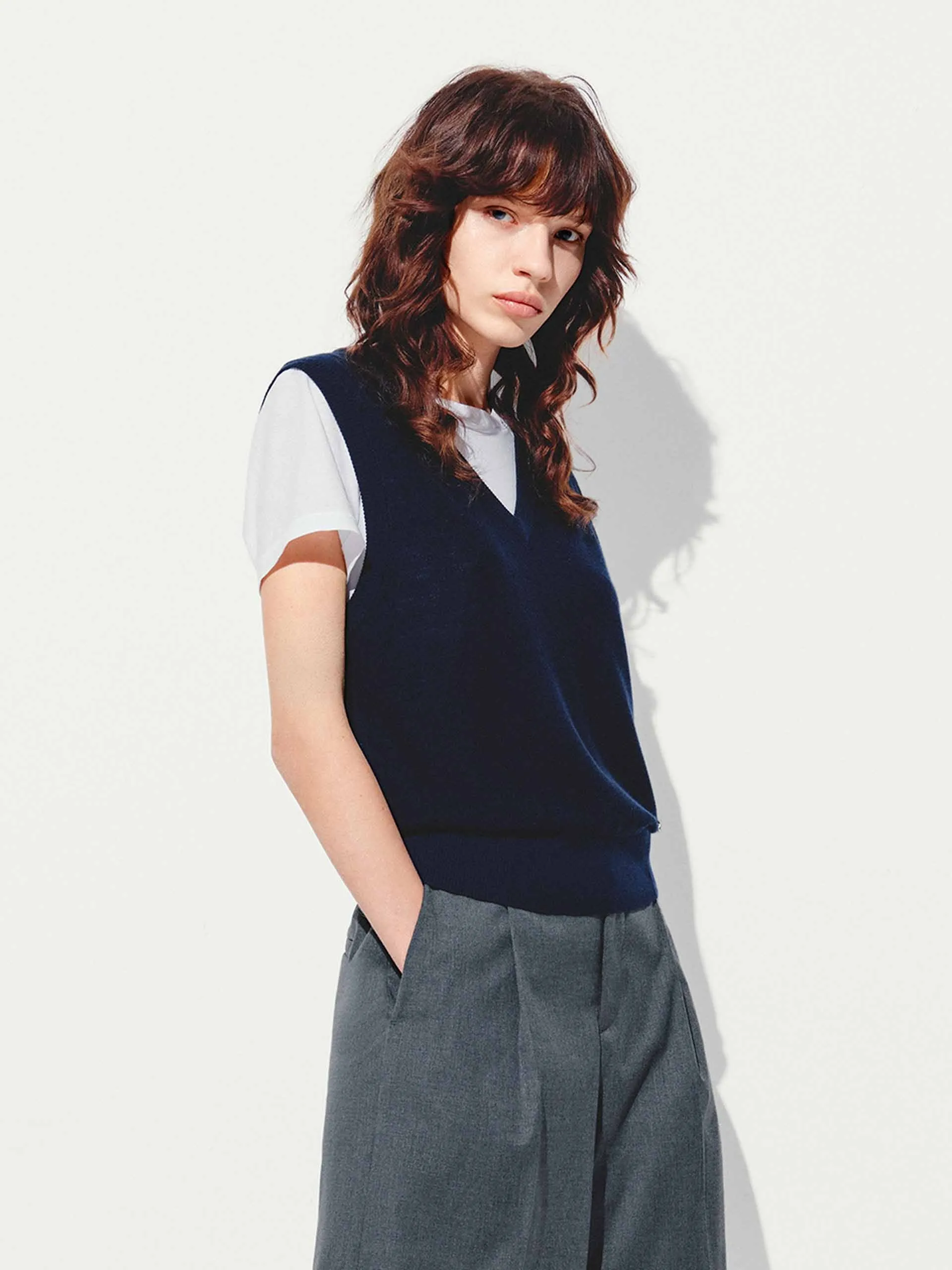 V-neck Wool Knit Vest