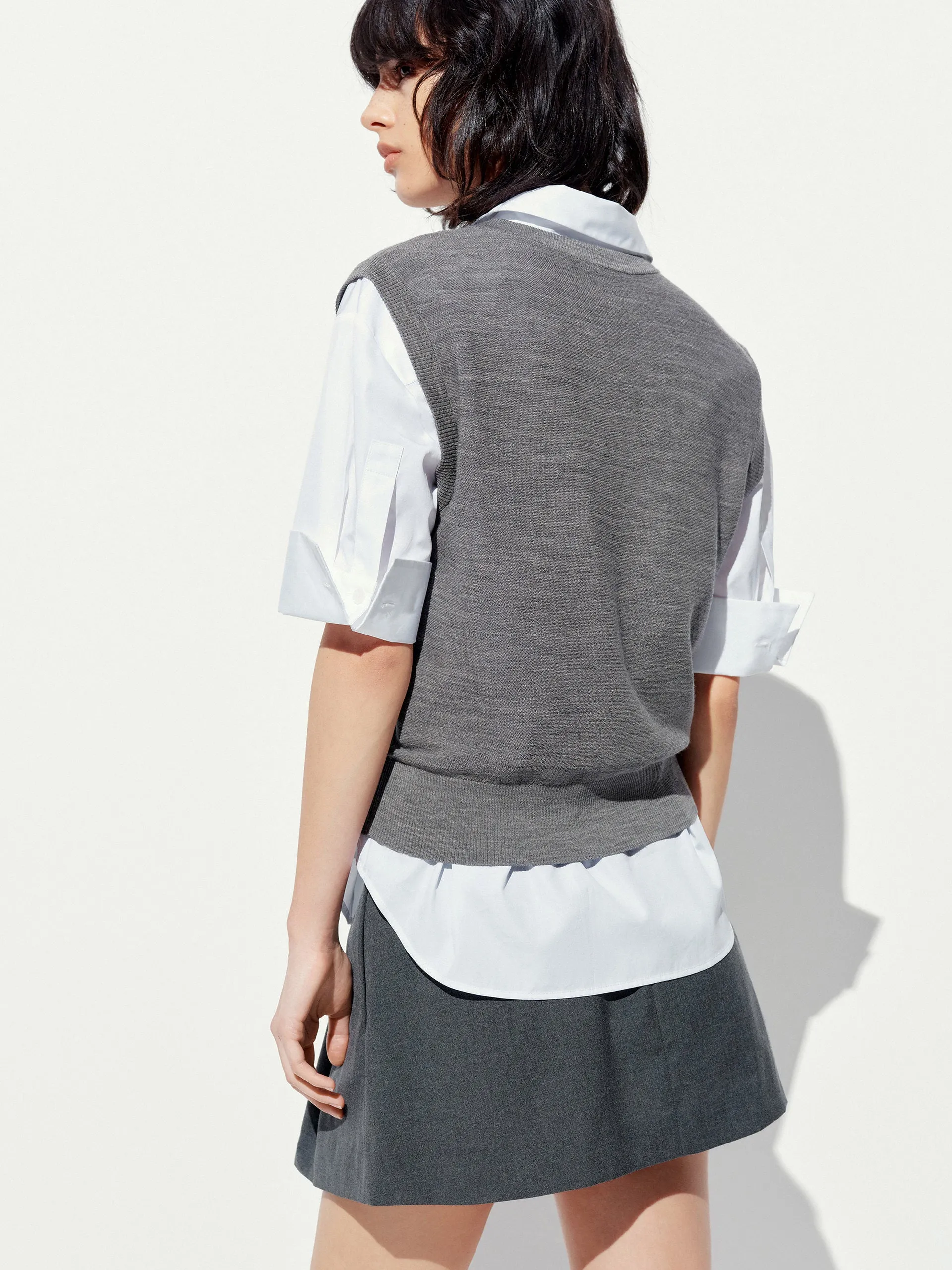 V-neck Wool Knit Vest