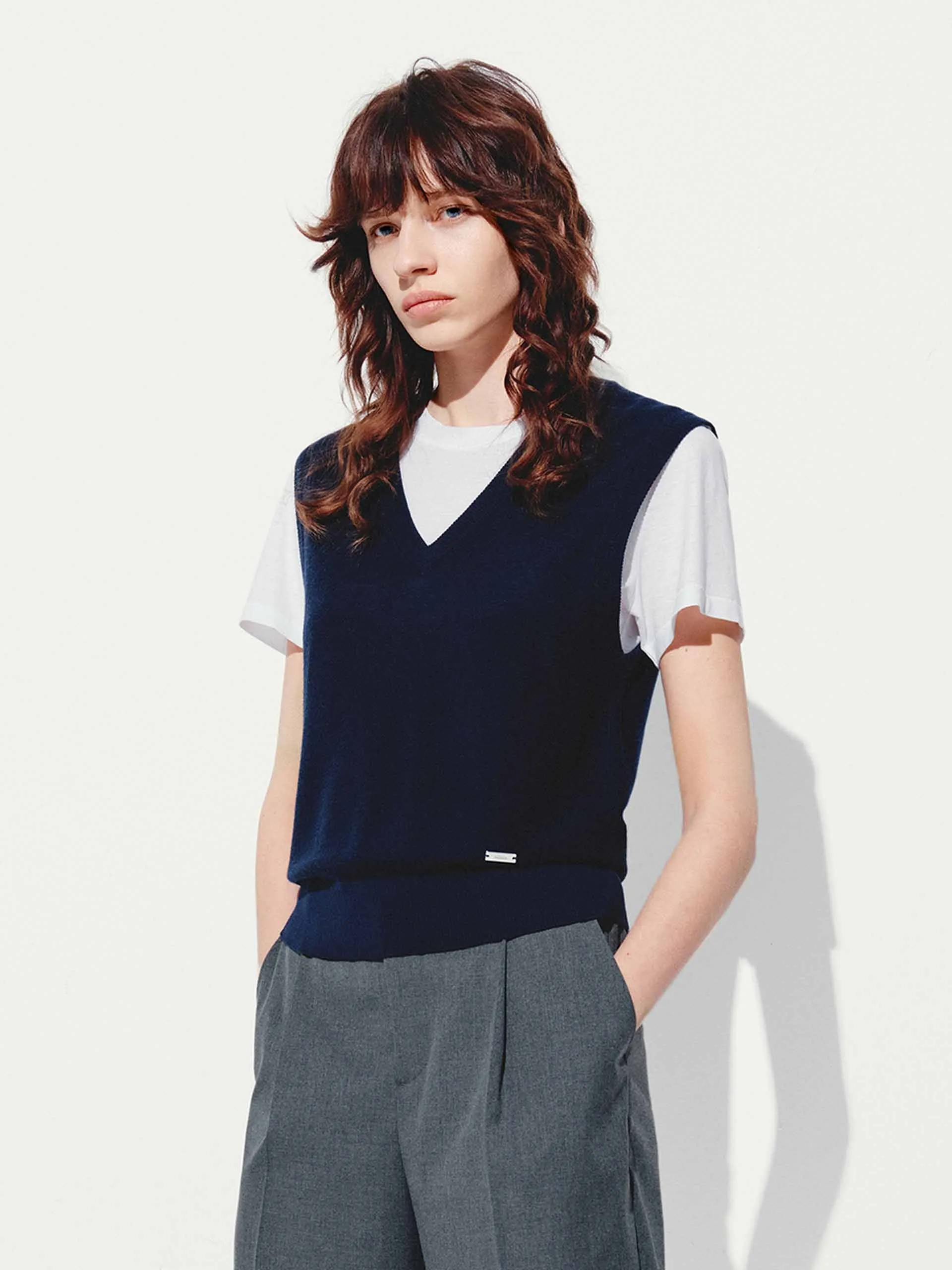 V-neck Wool Knit Vest