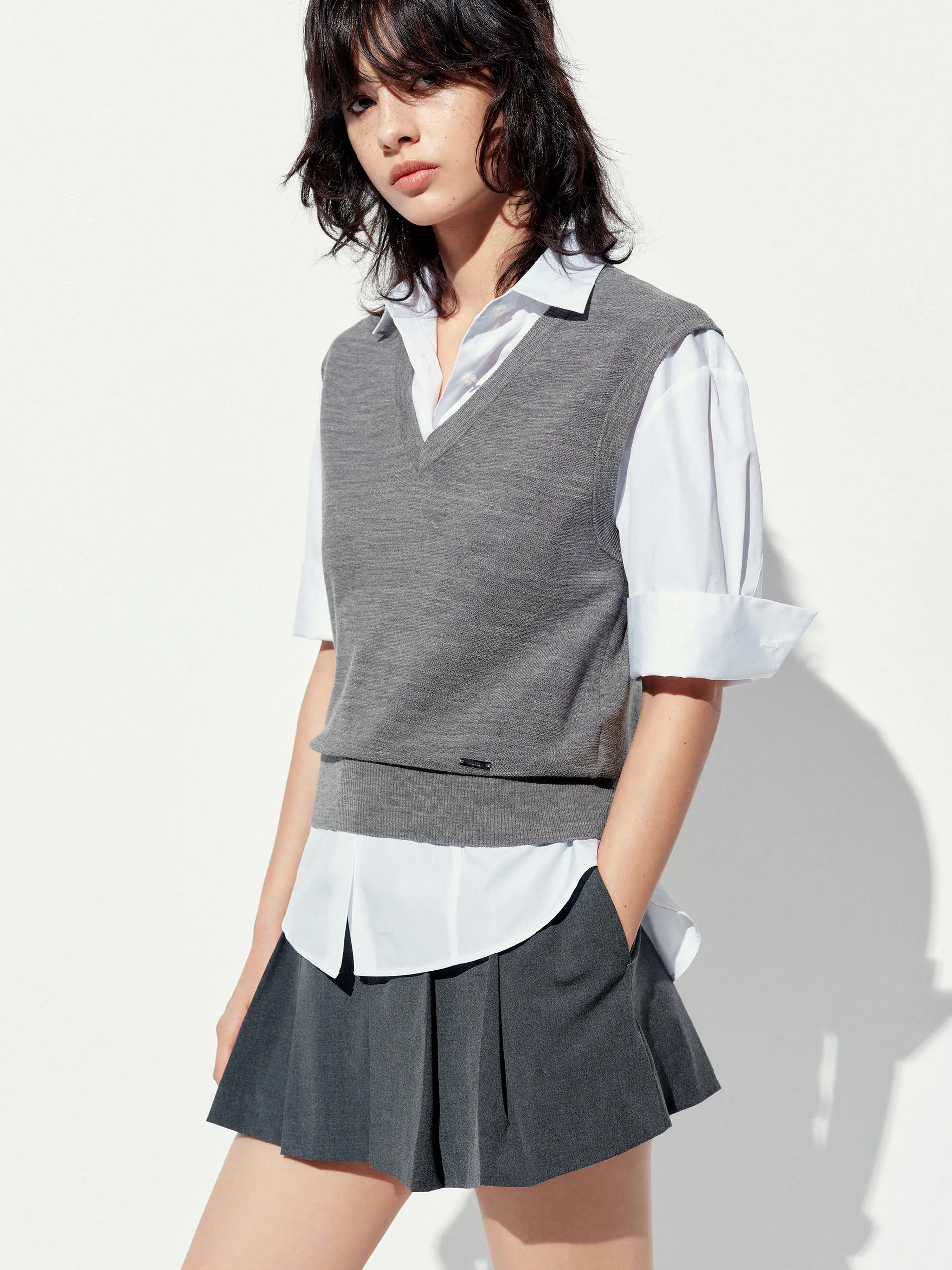 V-neck Wool Knit Vest