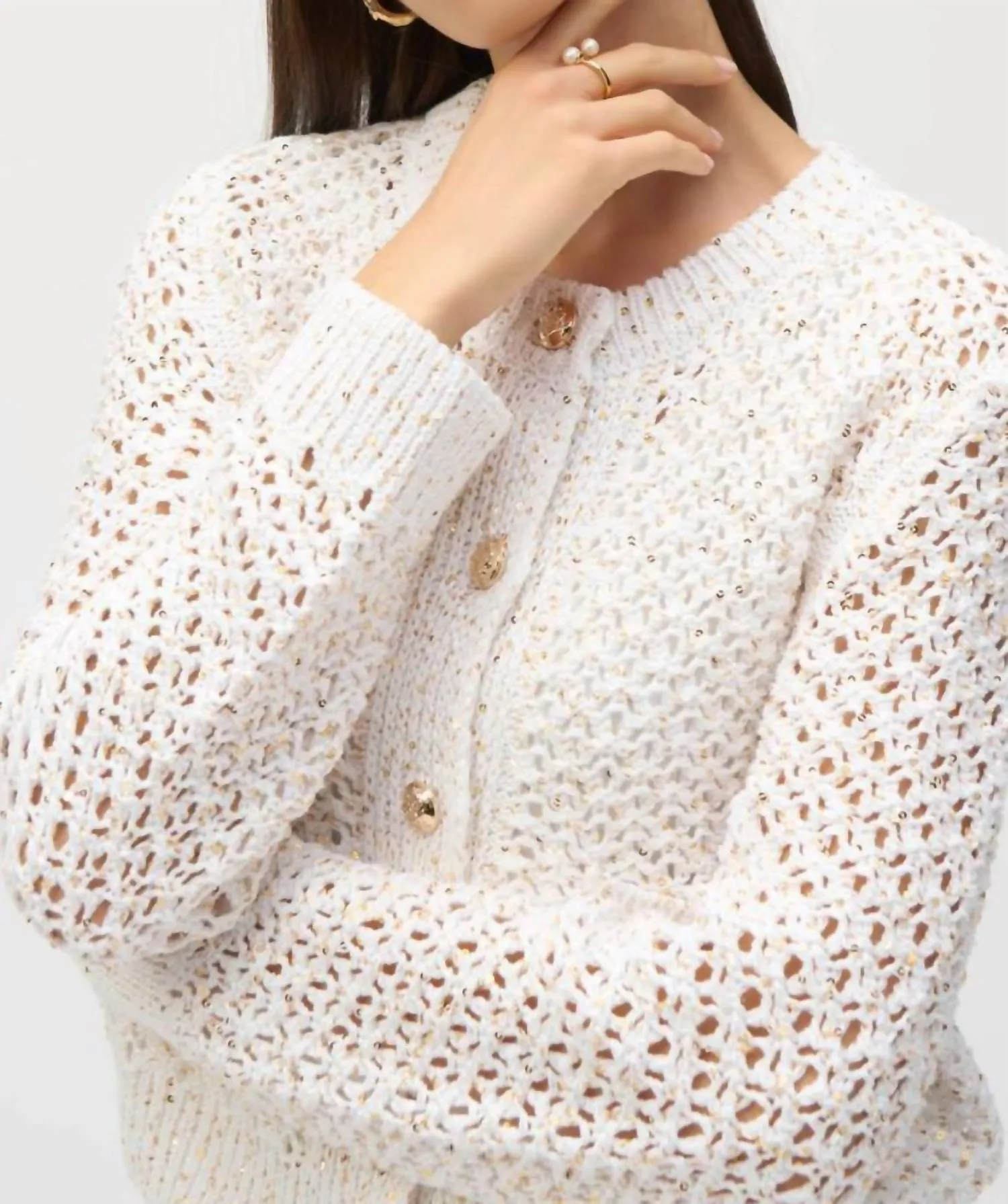 Vanilla Mesh Sweater Top In Vanilla Gold