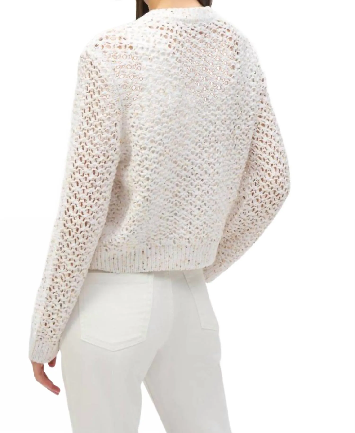 Vanilla Mesh Sweater Top In Vanilla Gold