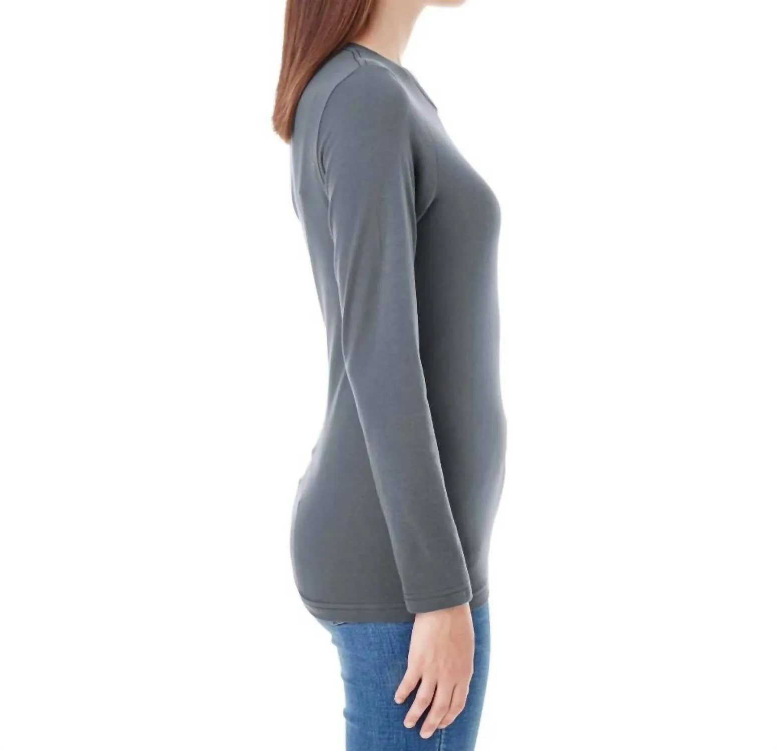 Women's Classic Long Sleeves Top In Asphalt