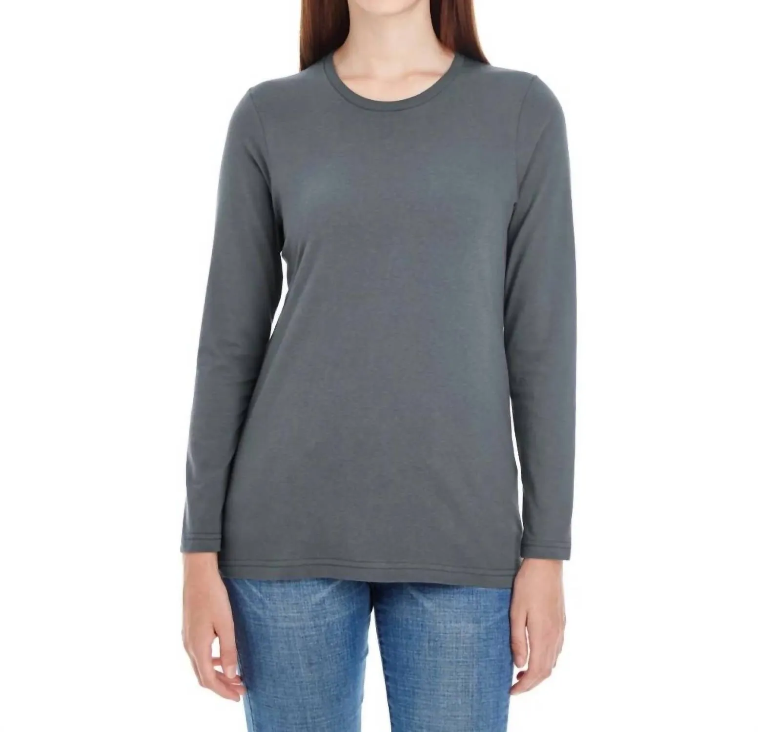 Women's Classic Long Sleeves Top In Asphalt