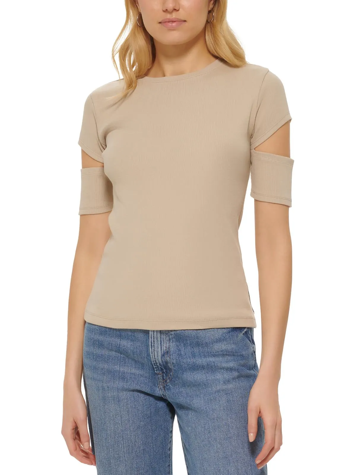 Womens Cut-Out Crewneck T-Shirt
