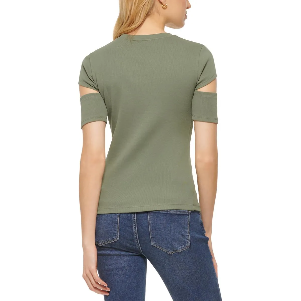 Womens Cut-Out Crewneck T-Shirt