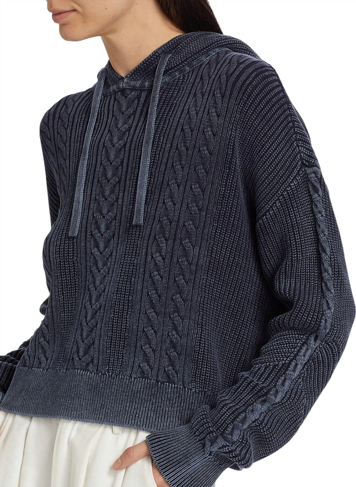 Women's Knit Drawstring Hoodie In Midnight