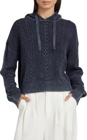 Women's Knit Drawstring Hoodie In Midnight