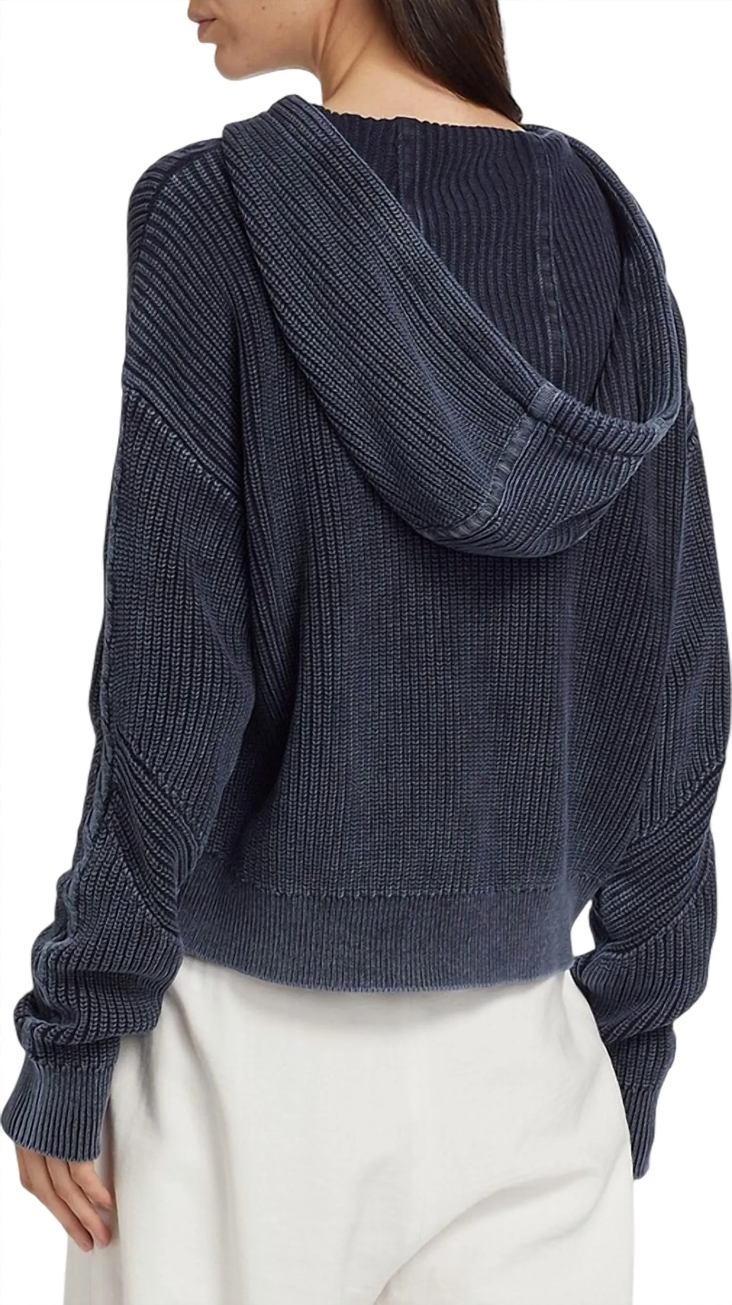 Women's Knit Drawstring Hoodie In Midnight