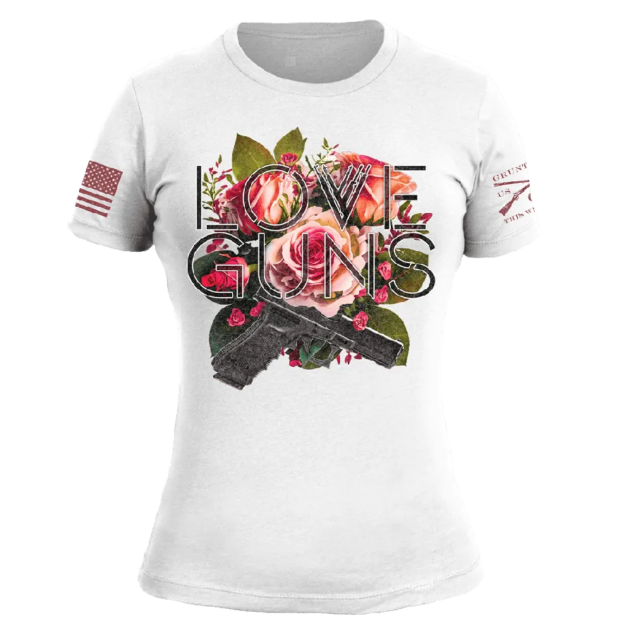 Women's Love Guns Slim Fit T-Shirt - White