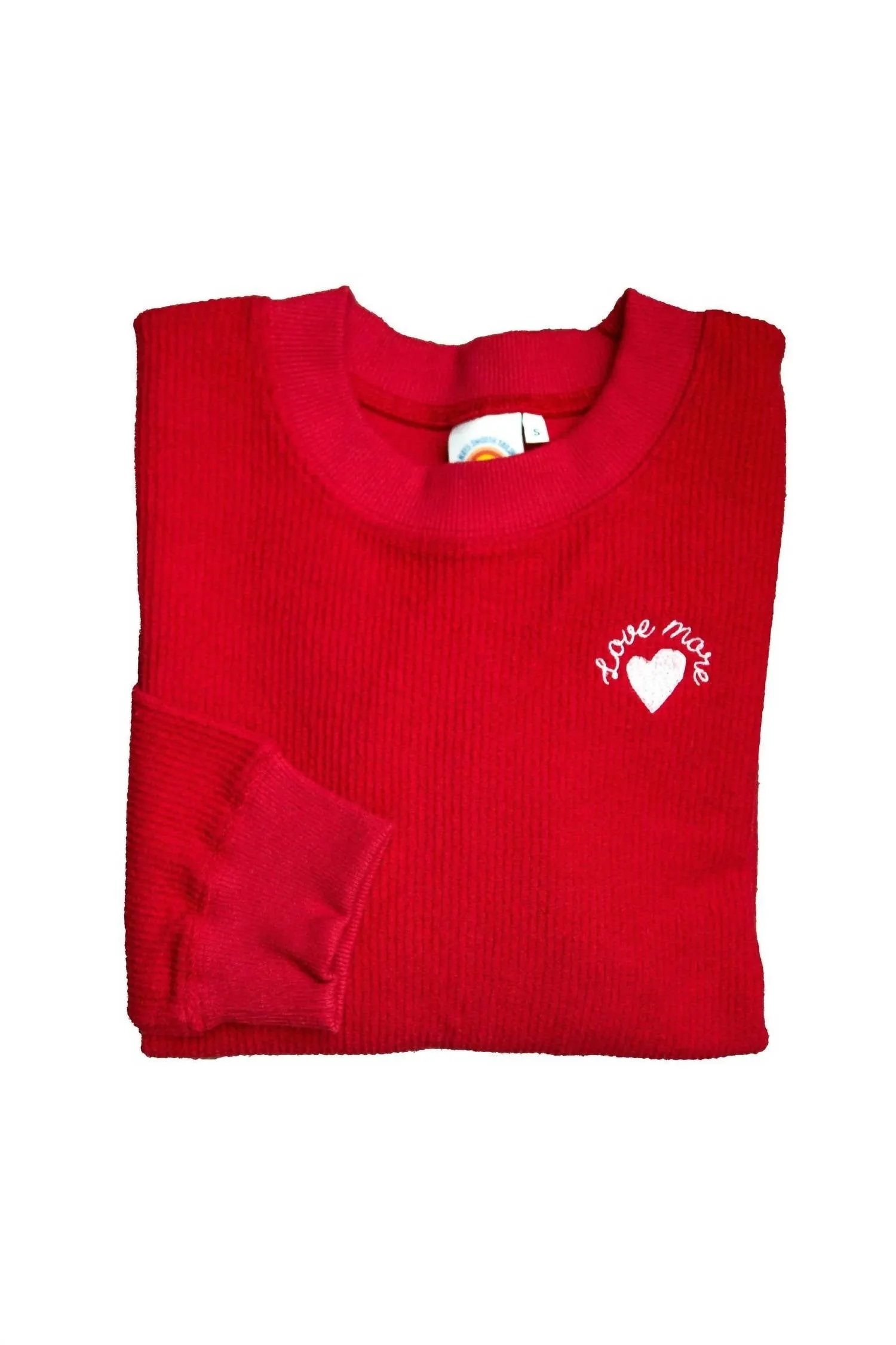 Women's Love More Embroidered Ribbed Sweatshirt