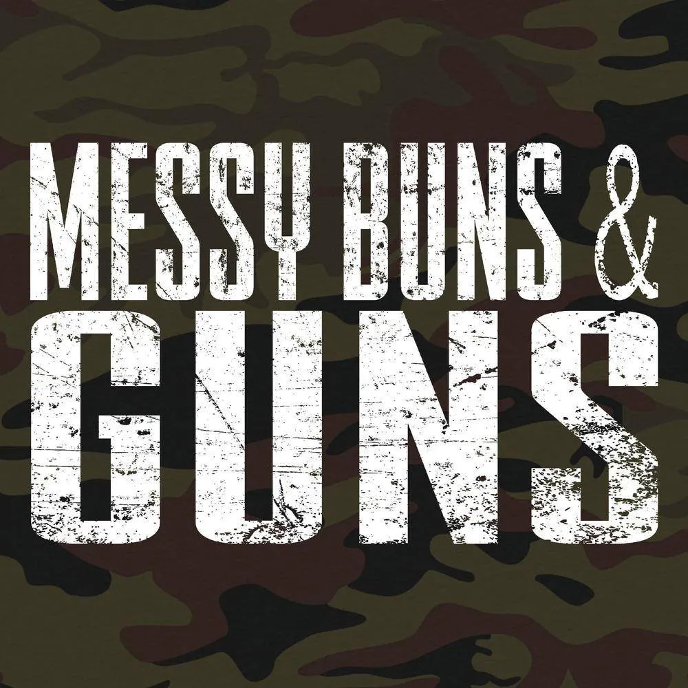 Women's Messy Buns & Guns T-Shirt - Woodland Camo